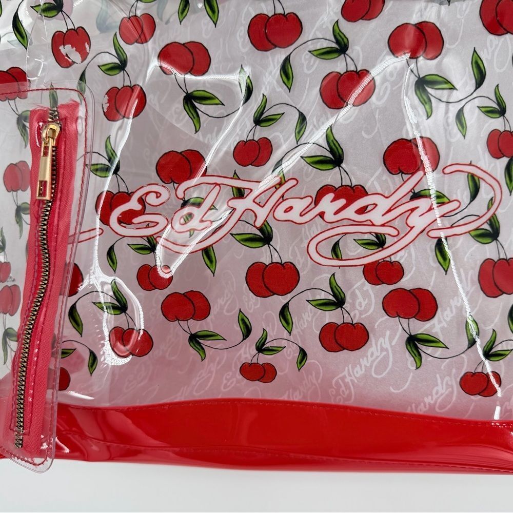 Ed Hardy Cherries Transparent Set:Large Tote Bag/Wallet - Picture 3 of 9